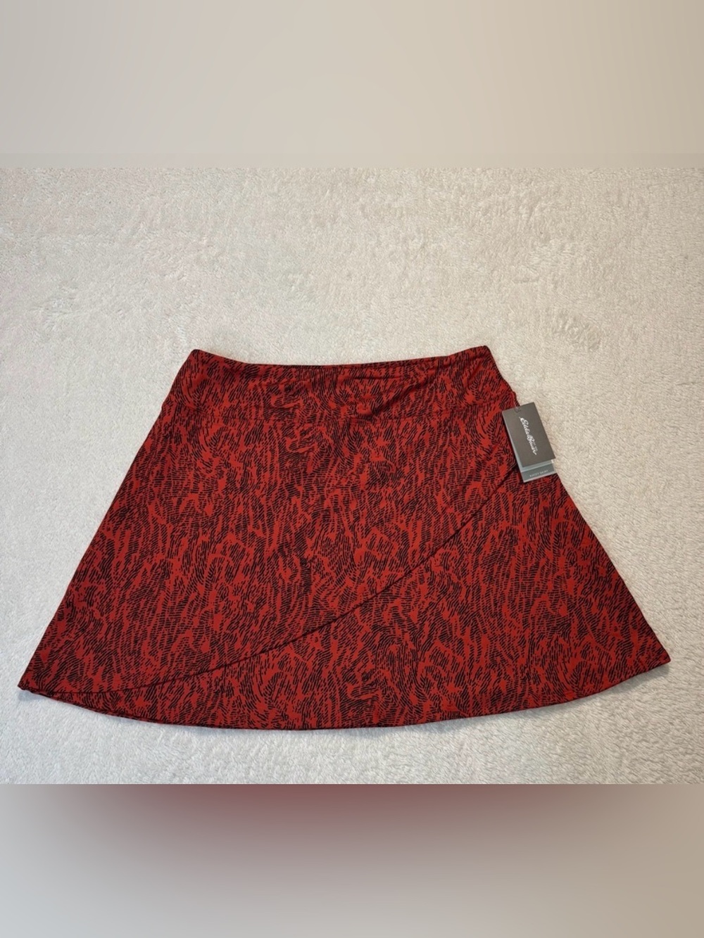 Eddie Bauer Kacey Pull On Skirt Cinnabar Imprint Size XL Orange Black New - Picture 1 of 9